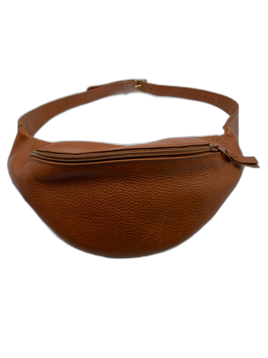 Cole Haan Cognac Brown Pebble Leather Zip Front Fanny Pack Belt Bag Bag Cognac Brown / S