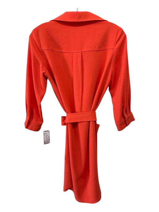 Trina Turk Size 2 Orange Polyester V Neck Pocket Long Sleeve Dress Orange / 2