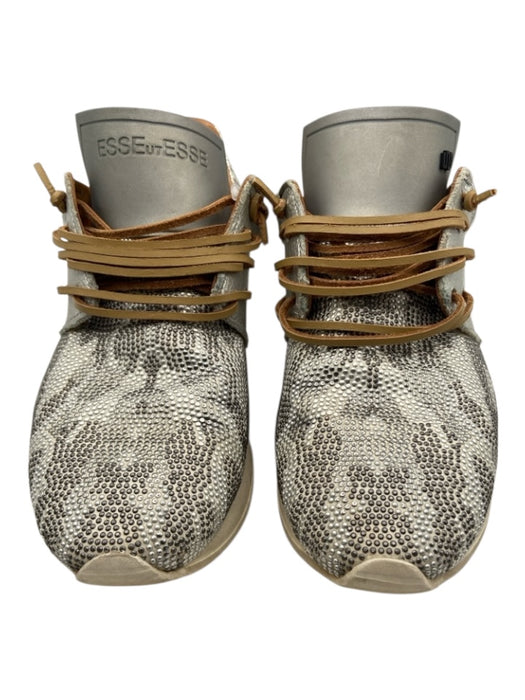 Esse Ut Esse Shoe Size 38 Gray & Silver Leather Embossed Textured Dots Sneakers Gray & Silver / 38