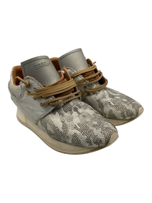 Esse Ut Esse Shoe Size 38 Gray & Silver Leather Embossed Textured Dots Sneakers Gray & Silver / 38