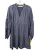 Marie Oliver Size XXS Navy Cotton & Silk Long Sleeve Cut Out Split Neck Dress Navy / XXS