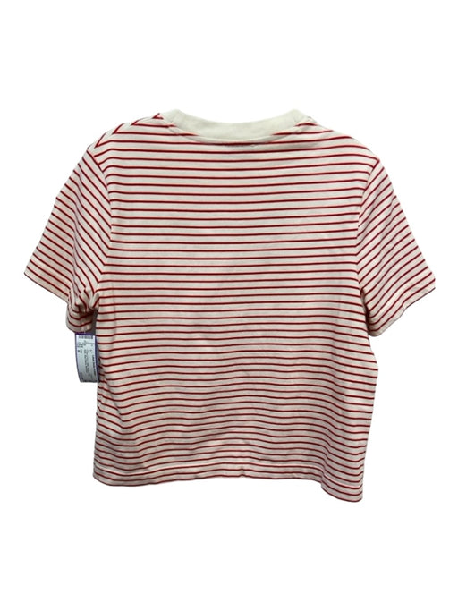 COS Size M Cream & Red Cotton Striped Crew Neck Short Sleeve Top Cream & Red / M
