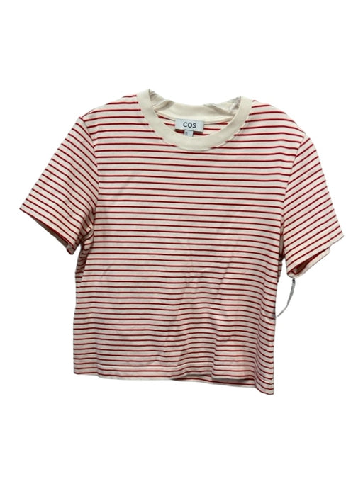 COS Size M Cream & Red Cotton Striped Crew Neck Short Sleeve Top Cream & Red / M