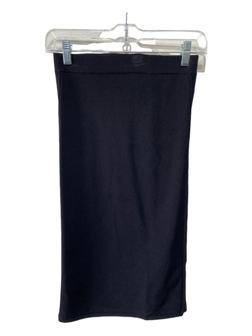 Vince Size XS Black Viscose Ribbed Knit Elastic Waist Knee Length Skirt Black / XS