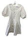 Proenza Schouler Size 0 White Cotton U Neck 1/4 Zip Short Puff Sleeve Dress White / 0