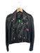 Lamarque Size M Black Leather Embroidered pin detail Moto Jacket Black / M