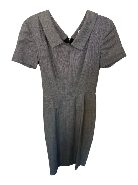 Neiman Marcus by RM Size 4 Dark Gray Wool Short Sleeve Collar Midi Dress Dark Gray / 4