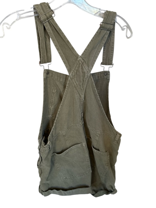 We The Free Size S Olive Cotton short Cuffed Button Detail Pockets Overalls Olive / S