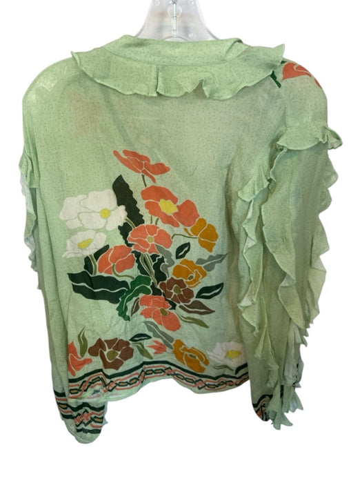 Blank London Size S Green & Multi Viscose Gauze Floral & Abstract Button up Top Green & Multi / S