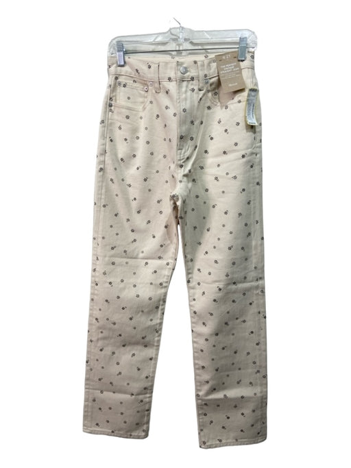 Madewell Size 27 Cream & Black Cotton All Over Print High Rise Zip Fly Jeans Cream & Black / 27
