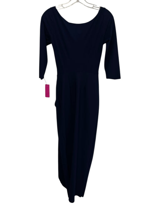 Chiara Boni Size 40 Navy Polyamide & Elastane 1/2 Sleeve Surplice Midi Dress Navy / 40