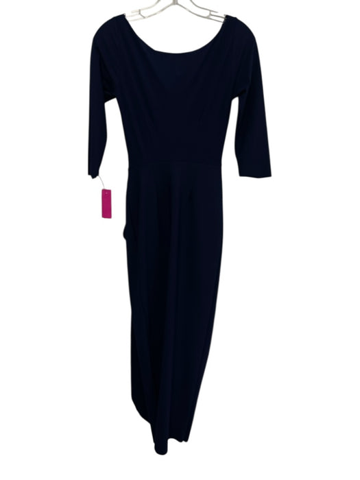 Chiara Boni Size 40 Navy Polyamide & Elastane 1/2 Sleeve Surplice Midi Dress Navy / 40
