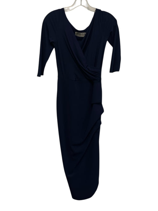 Chiara Boni Size 40 Navy Polyamide & Elastane 1/2 Sleeve Surplice Midi Dress Navy / 40
