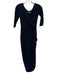 Chiara Boni Size 40 Navy Polyamide & Elastane 1/2 Sleeve Surplice Midi Dress Navy / 40