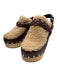 Loeffler Randall Shoe Size 2 Beige & Brown Wood & Leather Fleece Slingback Clogs Beige & Brown / 2