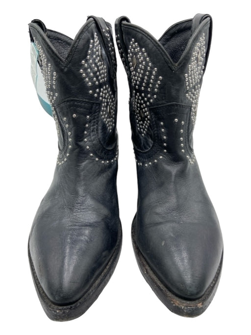 Frye Shoe Size 8 Black Silver Hardware Pointed Toe Western Studded Booties Black / 8