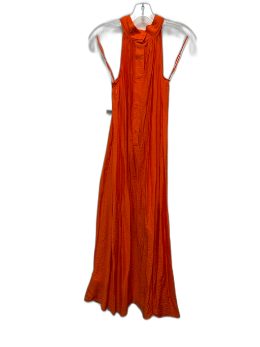 COS Size 4 Orange Rayon Blend Mock Neck Button Back Maxi Dress Orange / 4