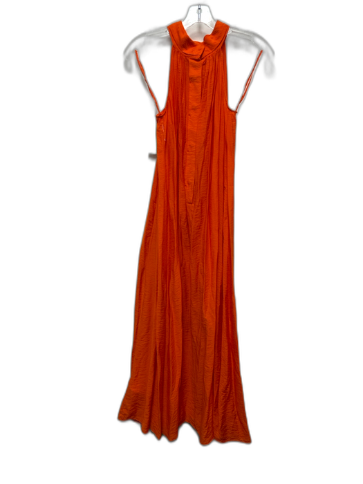 COS Size 4 Orange Rayon Blend Mock Neck Button Back Maxi Dress Orange / 4