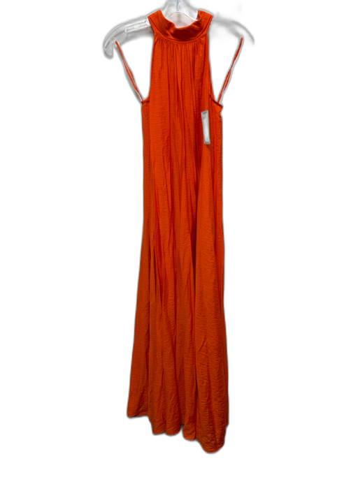 COS Size 4 Orange Rayon Blend Mock Neck Button Back Maxi Dress Orange / 4