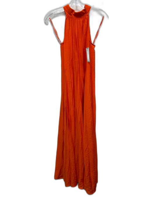 COS Size 4 Orange Rayon Blend Mock Neck Button Back Maxi Dress Orange / 4