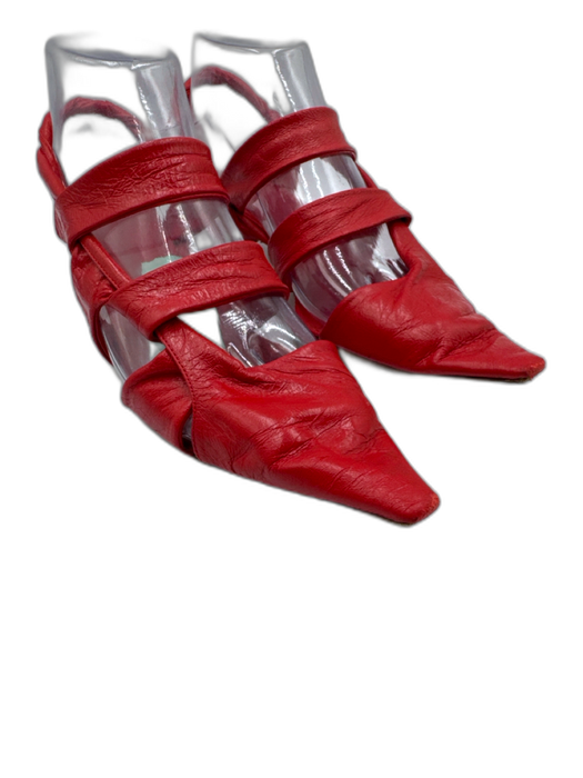 Bottega Veneta Shoe Size 36.5 Red Leather Wrapped Pointed Toe Slingback Pumps Red / 36.5