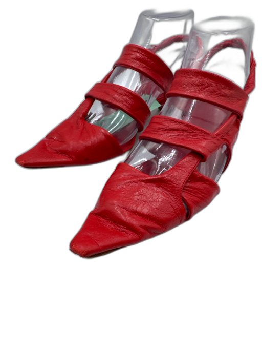 Bottega Veneta Shoe Size 36.5 Red Leather Wrapped Pointed Toe Slingback Pumps Red / 36.5