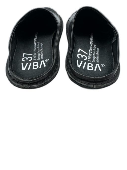 VIBAe Shoe Size 37 Black Leather Round Toe Mule Flats Black / 37