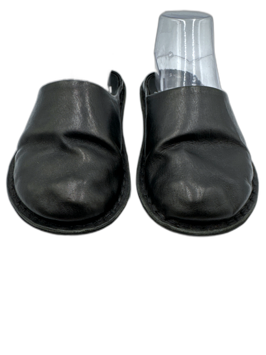 VIBAe Shoe Size 37 Black Leather Round Toe Mule Flats Black / 37