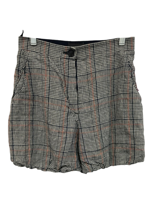Emporio Armani Size 38 Blue, Orange, White Cotton High Rise Plaid pocket Shorts Blue, Orange, White / 38