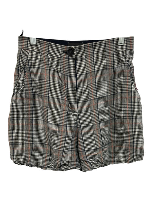 Emporio Armani Size 38 Blue, Orange, White Cotton High Rise Plaid pocket Shorts Blue, Orange, White / 38
