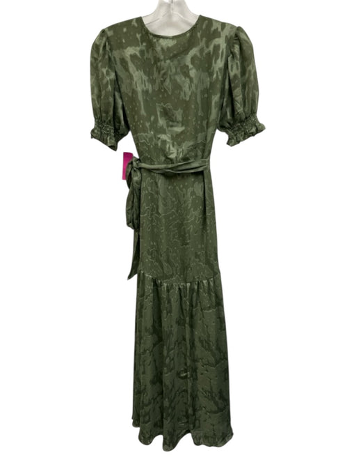 Hutch Size XS Sage green Short Sleeve Abstract Smocked Wrap Dress Sage green / XS