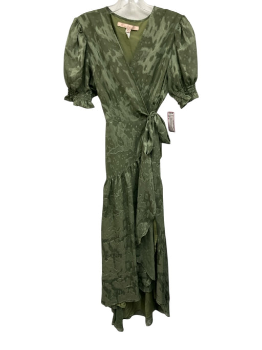 Hutch Size XS Sage green Short Sleeve Abstract Smocked Wrap Dress Sage green / XS
