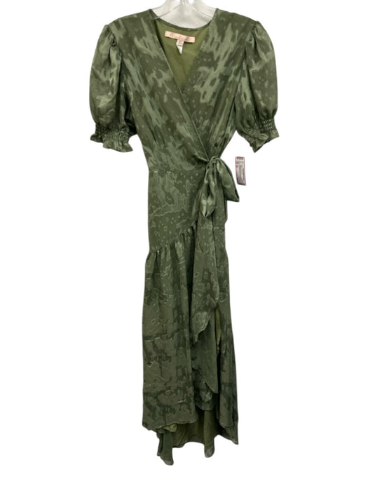 Hutch Size XS Sage green Short Sleeve Abstract Smocked Wrap Dress Sage green / XS