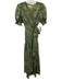 Hutch Size XS Sage green Short Sleeve Abstract Smocked Wrap Dress Sage green / XS