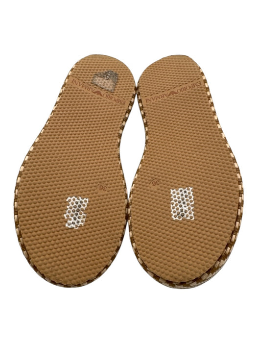 Emporio Armani Shoe Size 5 Brown & Tan Leather Upper Toe Strap Logo Sandals Brown & Tan / 5