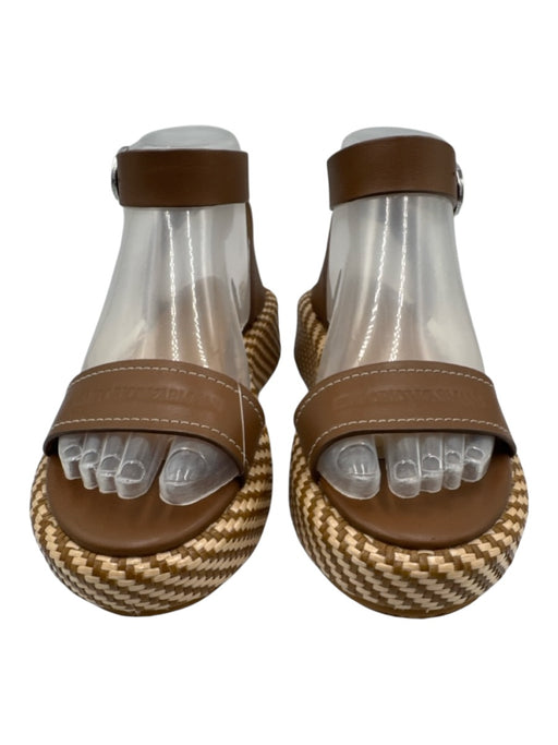 Emporio Armani Shoe Size 5 Brown & Tan Leather Upper Toe Strap Logo Sandals Brown & Tan / 5