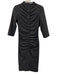 Sue Wong Size 4 Black & Gray Cotton Blend Pinstripe High Neck Pleat Detail Dress Black & Gray / 4