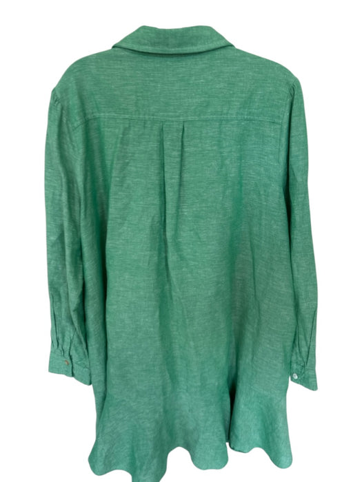 Tuckernuck Size XXL Green Linen & Cotton Button Down Collar Above knee Dress Green / XXL