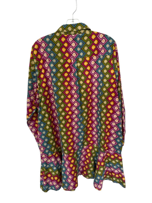 Livro Size XL Multi Cotton Abstract Print Quarter Button Collar Above Knee Dress Multi / XL