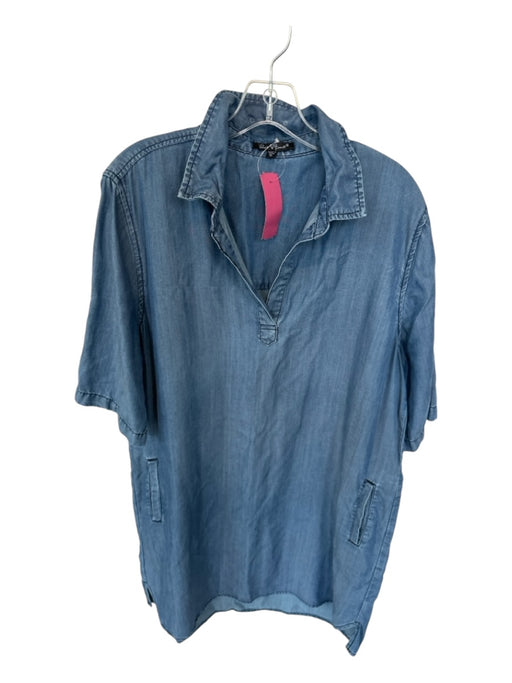 Velvet Heart Size XL Med Dark Wash Tencel Short Sleeve Collar Chambray Dress Med Dark Wash / XL