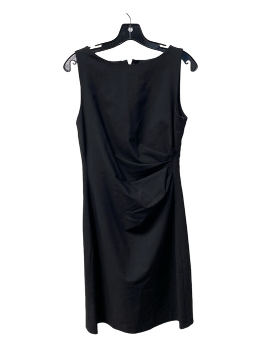 Theory Size 10 Black Wool Boat Neck Sleeveless Back Zip Ruched side Dress Black / 10