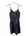 Rebecca Taylor Size 8 Navy & Silver Polyester Spaghetti Strap Round Neck Dress Navy & Silver / 8