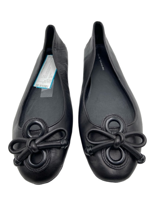 Elie Tahari Shoe Size 37 Black Leather Grommet Detail Bow Round Toe Flats Black / 37