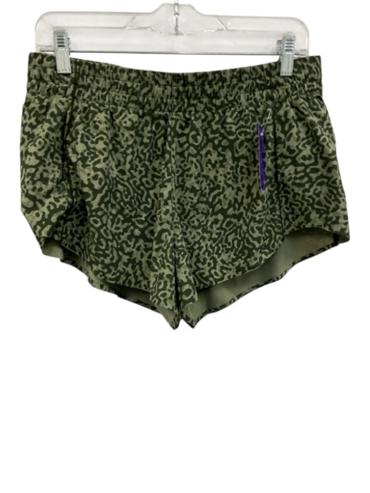 Athleta Size M Green Polyester Blend Zipper Pockets Camoflage Shorts Green / M