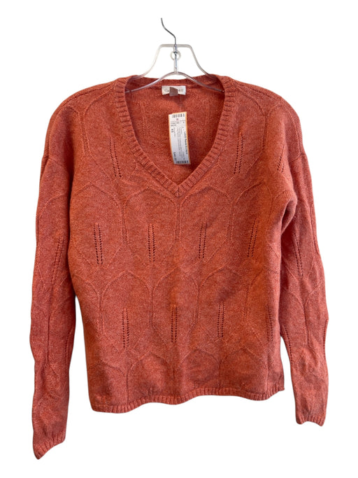 Garnet Hill Size XS Orange Red Cashmere Blend V Neck Long Sleeve Sweater Orange Red / XS