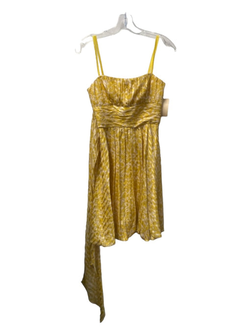 BCBG Maxazria Size 0 Yellow Silk Belted Off Shoulder Back Zip Knee length Dress Yellow / 0