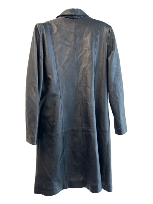 Ates Kardesler Size XL Black Leather Zipper Collared Long Sleeve Coat Black / XL