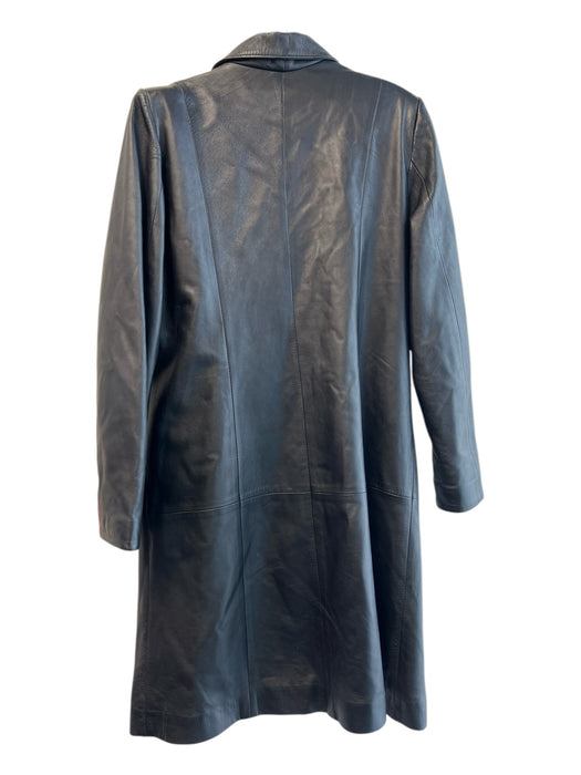 Ates Kardesler Size XL Black Leather Zipper Collared Long Sleeve Coat Black / XL