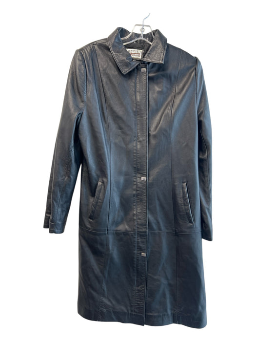 Ates Kardesler Size XL Black Leather Zipper Collared Long Sleeve Coat Black / XL