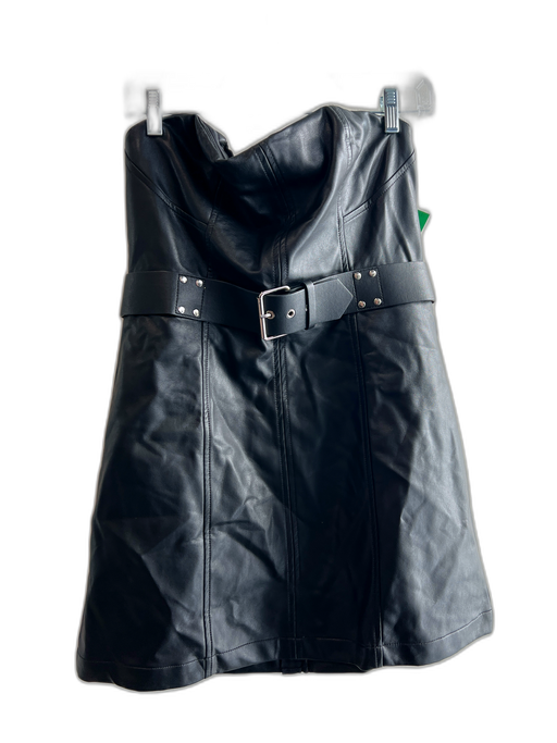 Anthropologie Size 12 Black Polyurethane Sleeveless Belt Mini Dress Black / 12